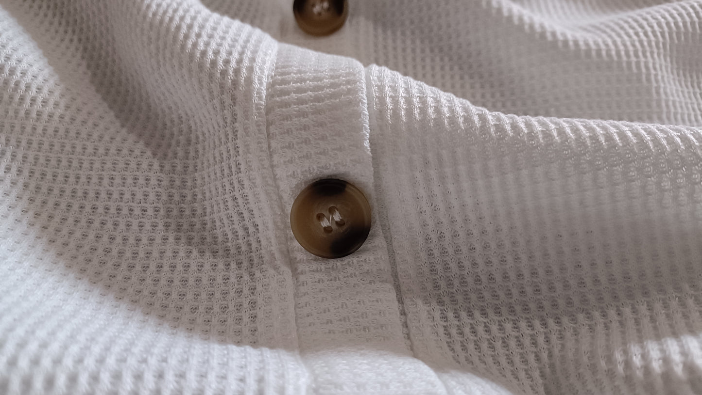 White Button Through Waffle Cardigan