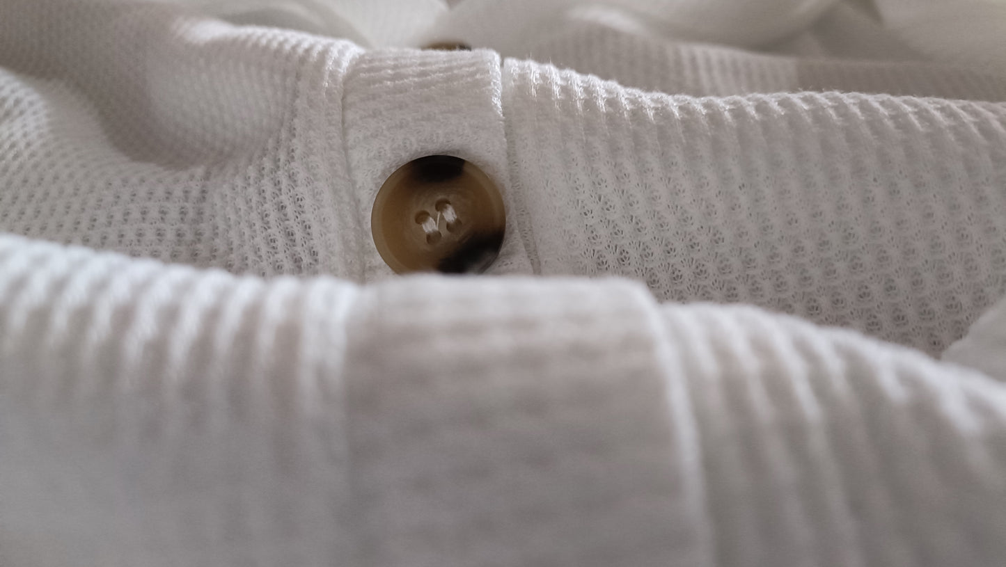 White Button Through Waffle Cardigan