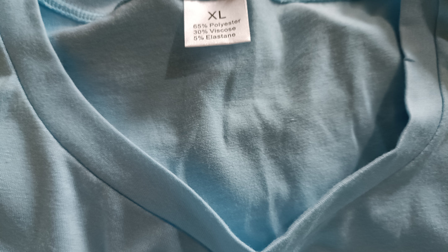 Blue Long Sleeve T Shirt with Butterfly Heart Print
