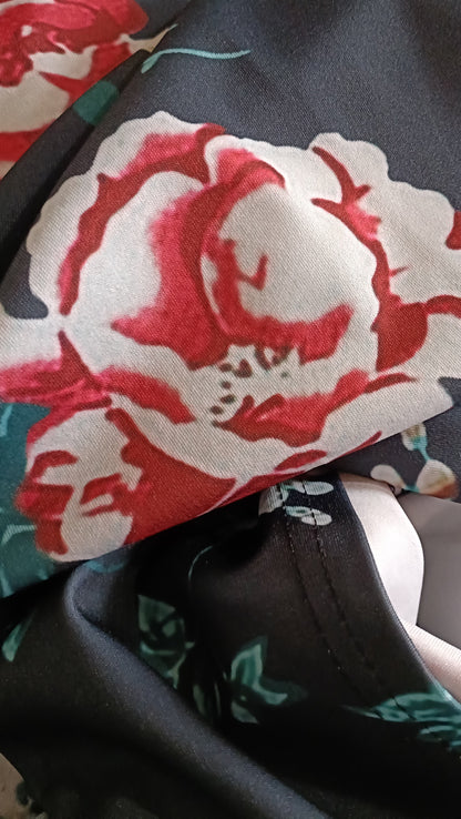 Short Floral Open Front Lightweight Jacket
