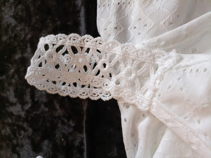 Eyelet Embroidery Vest Top with Lace Straps and Button Detail