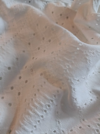 Eyelet Embroidery Vest Top with Lace Straps and Button Detail