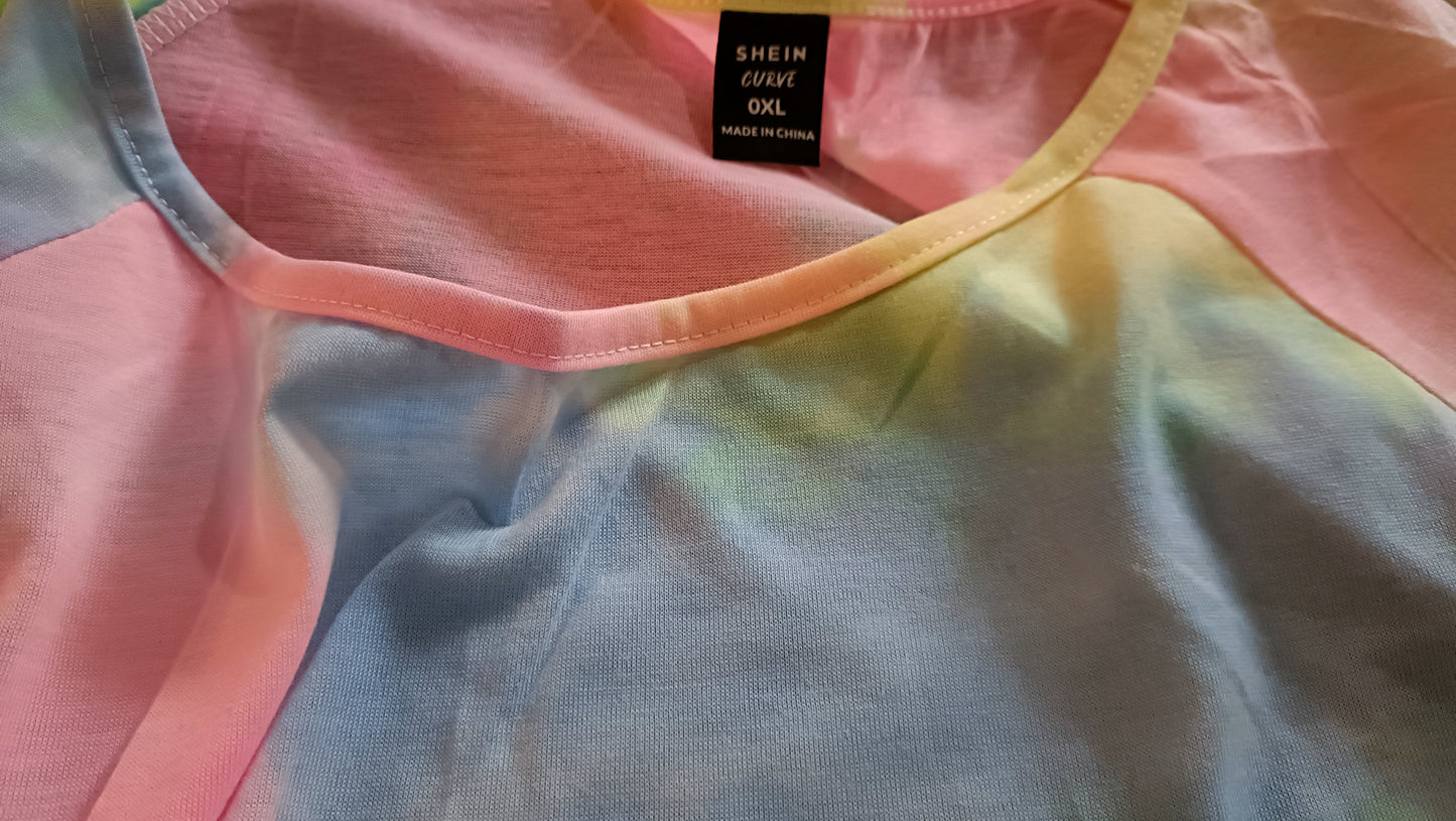 Pastel Tie Dye T-Shirt with Front Knot Detail