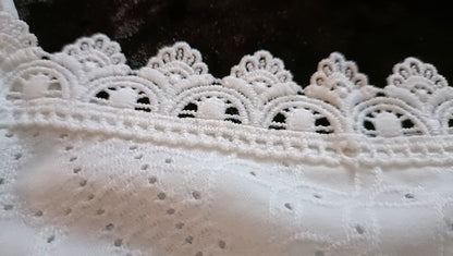 Off White Eyelet Embroidery Vest Top with Lace Trim
