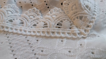 Off White Eyelet Embroidery Vest Top with Lace Trim