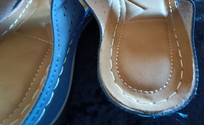 Navy Sandals with Flower Detail