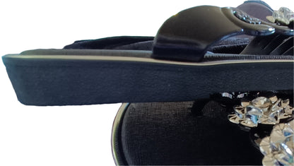 Summer Flip Flop Sandals with Rhinestone Flower Detail