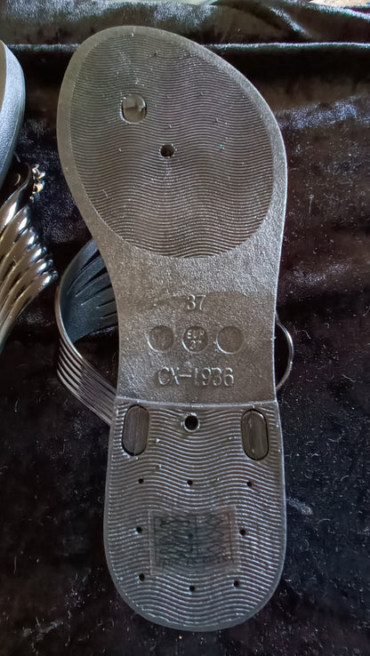 Summer Flip Flop Sandals with Rhinestone Flower Detail