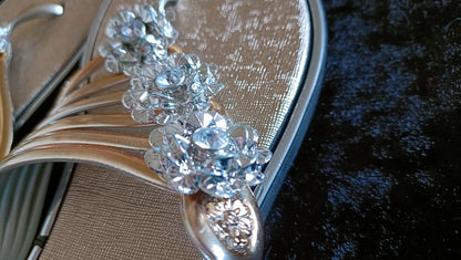 Summer Flip Flop Sandals with Rhinestone Flower Detail