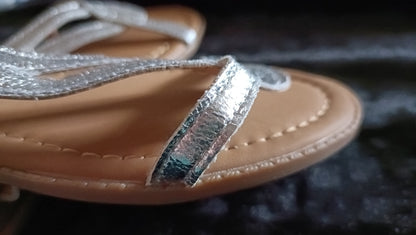 Silver T Bar Sandals