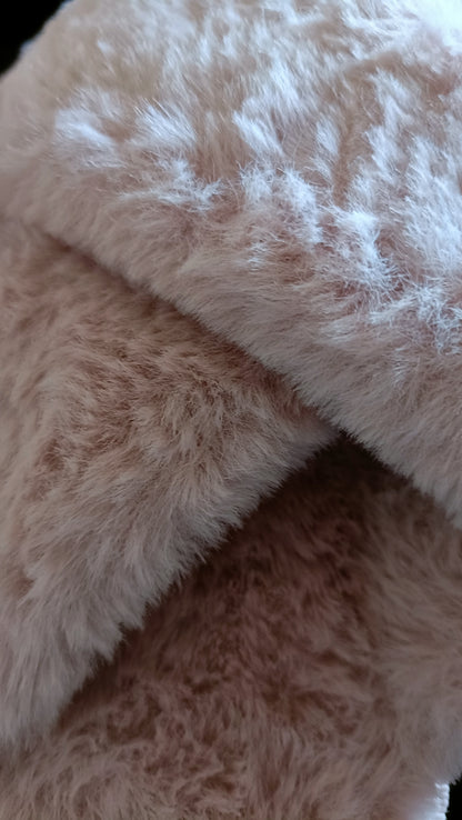 Pink Fluffy Faux Fur Slippers