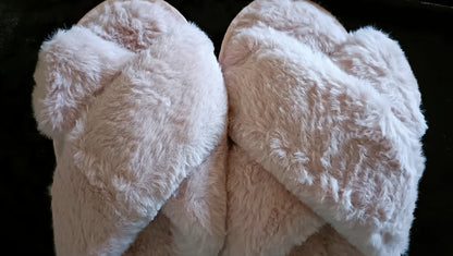 Pink Fluffy Faux Fur Slippers