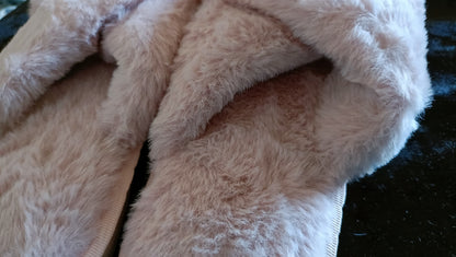 Pink Fluffy Faux Fur Slippers