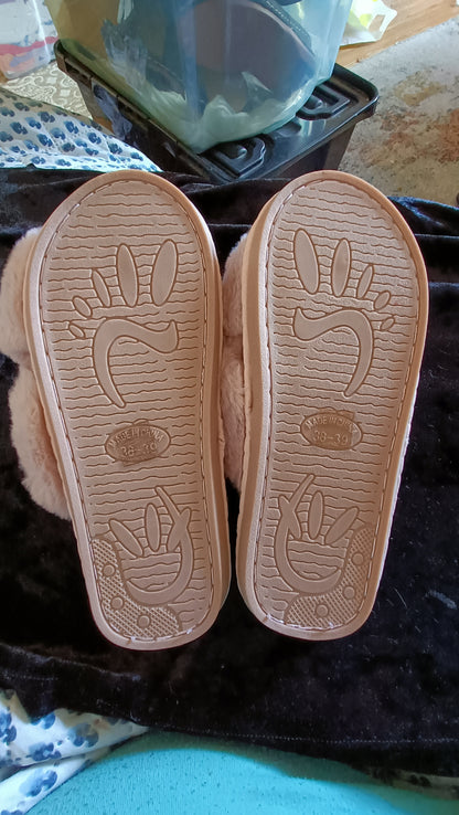 Pink Fluffy Faux Fur Slippers