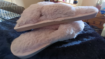 Pink Fluffy Faux Fur Slippers