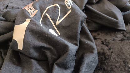 Black T-Shirt with Romantic Paris Slogan and Eiffel Tower