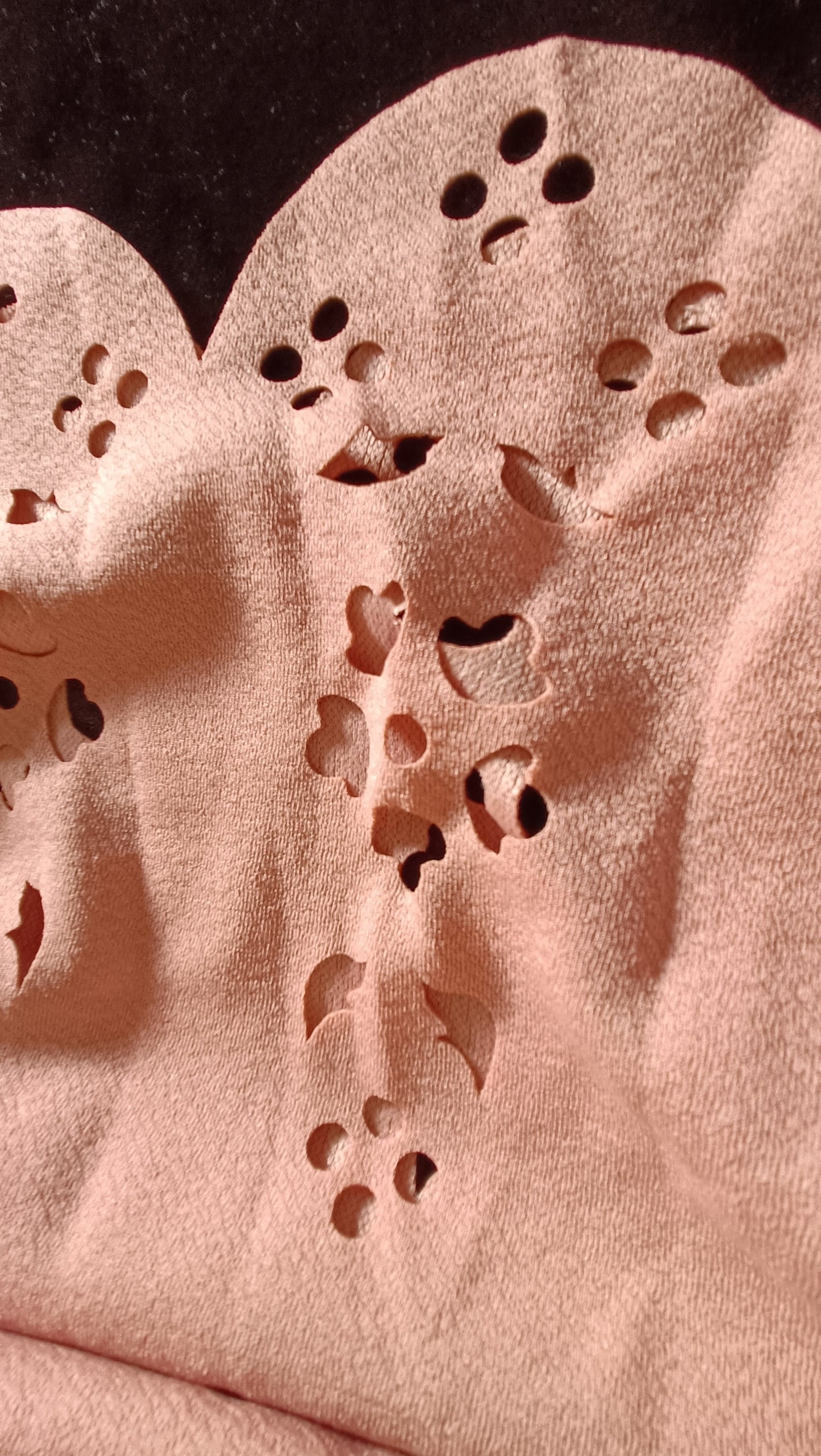 Dark Peach Short Sleeve Top with Scalloped Hem and Cut Out Detail