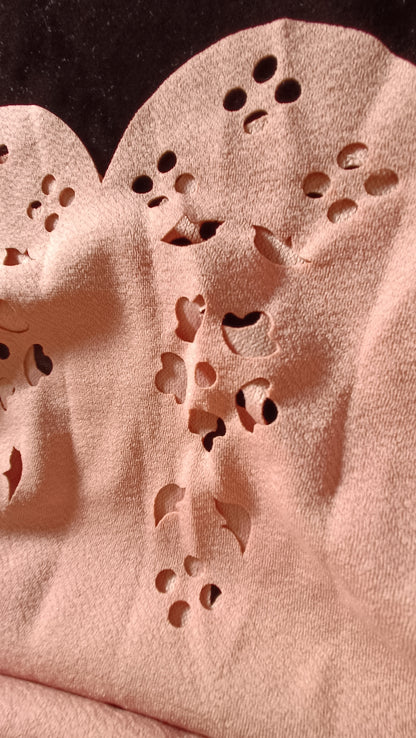 Dark Peach Short Sleeve Top with Scalloped Hem and Cut Out Detail