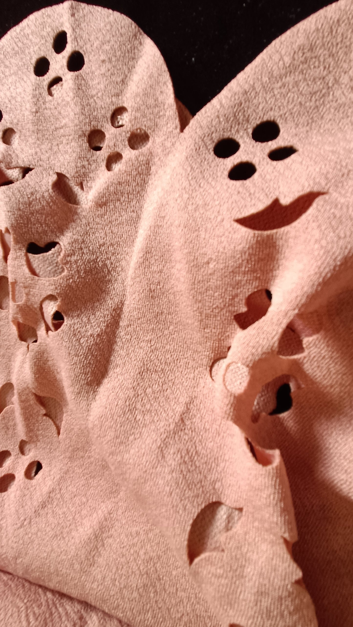 Dark Peach Short Sleeve Top with Scalloped Hem and Cut Out Detail