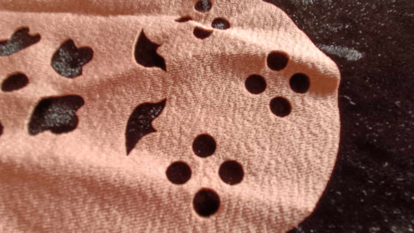 Dark Peach Short Sleeve Top with Scalloped Hem and Cut Out Detail