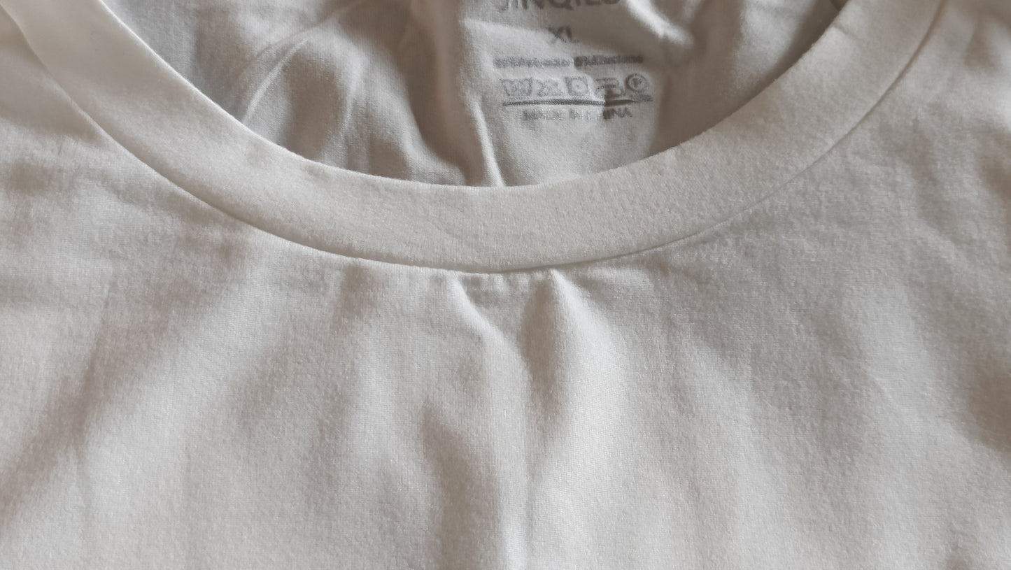 White T-Shirt with Colourful Poppy Design