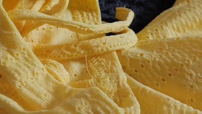 Vibrant Yellow Eyelet Embroidery Top with Tie Ruched Sleeve Detail