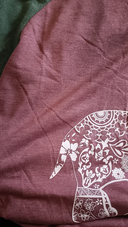 Elephant T-Shirt with Long Raglan Sleeves