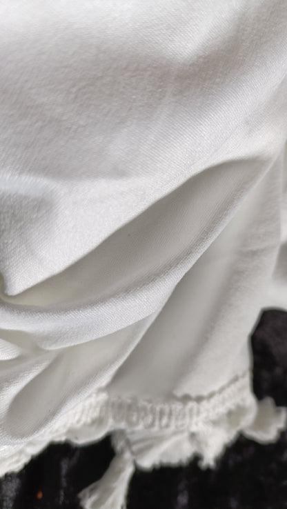 Off White/Cream Top with Tassel Trim on Sleeves and Hemline