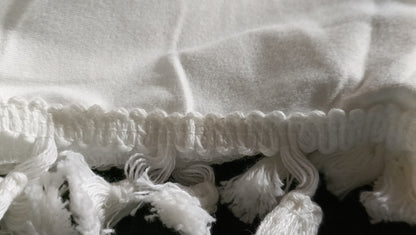 Off White/Cream Top with Tassel Trim on Sleeves and Hemline