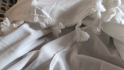 Off White/Cream Top with Tassel Trim on Sleeves and Hemline