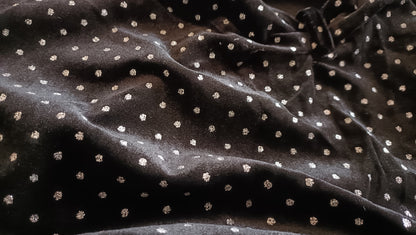 Black Velvet Touch Strappy Top with Silver Polka Dots
