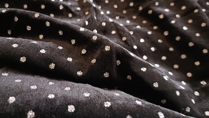 Black Velvet Touch Strappy Top with Silver Polka Dots