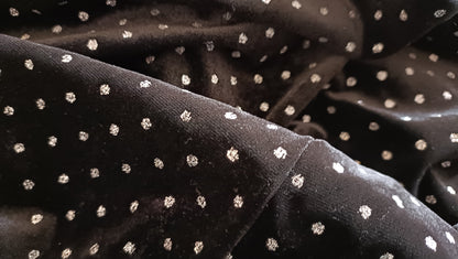 Black Velvet Touch Strappy Top with Silver Polka Dots