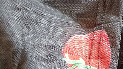 Semi Sheer Black Top with Strawberry Print