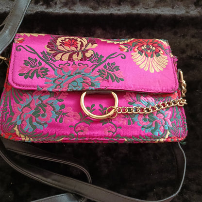 Hot Pink Oriental Style Embroidery Bag