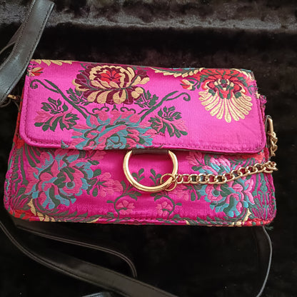 Hot Pink Oriental Style Embroidery Bag