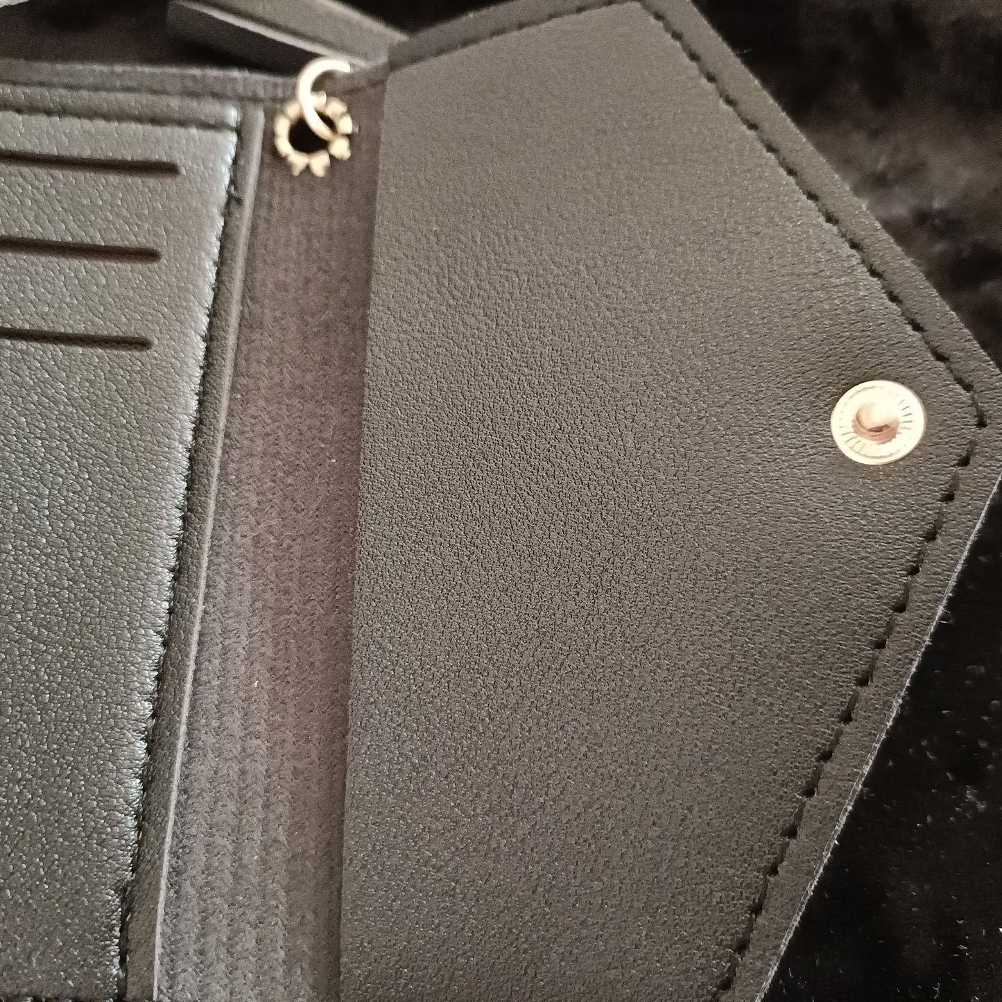 Black Envelope Style  Purse with Tassel and Gold Heart Charm