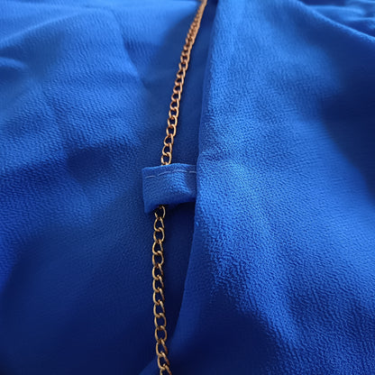 Blue Sleeveless Top with Necklace Detail