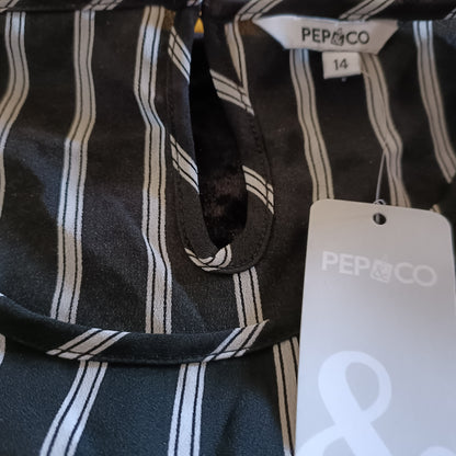 Black and White Striped Cold Shoulder Blouse