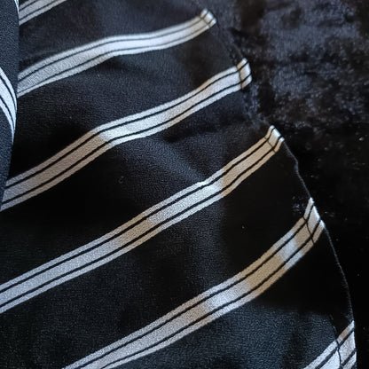 Black and White Striped Cold Shoulder Blouse