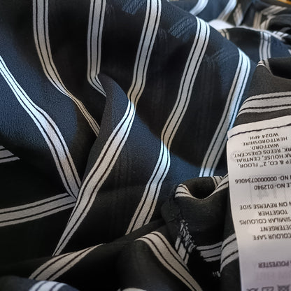 Black and White Striped Cold Shoulder Blouse