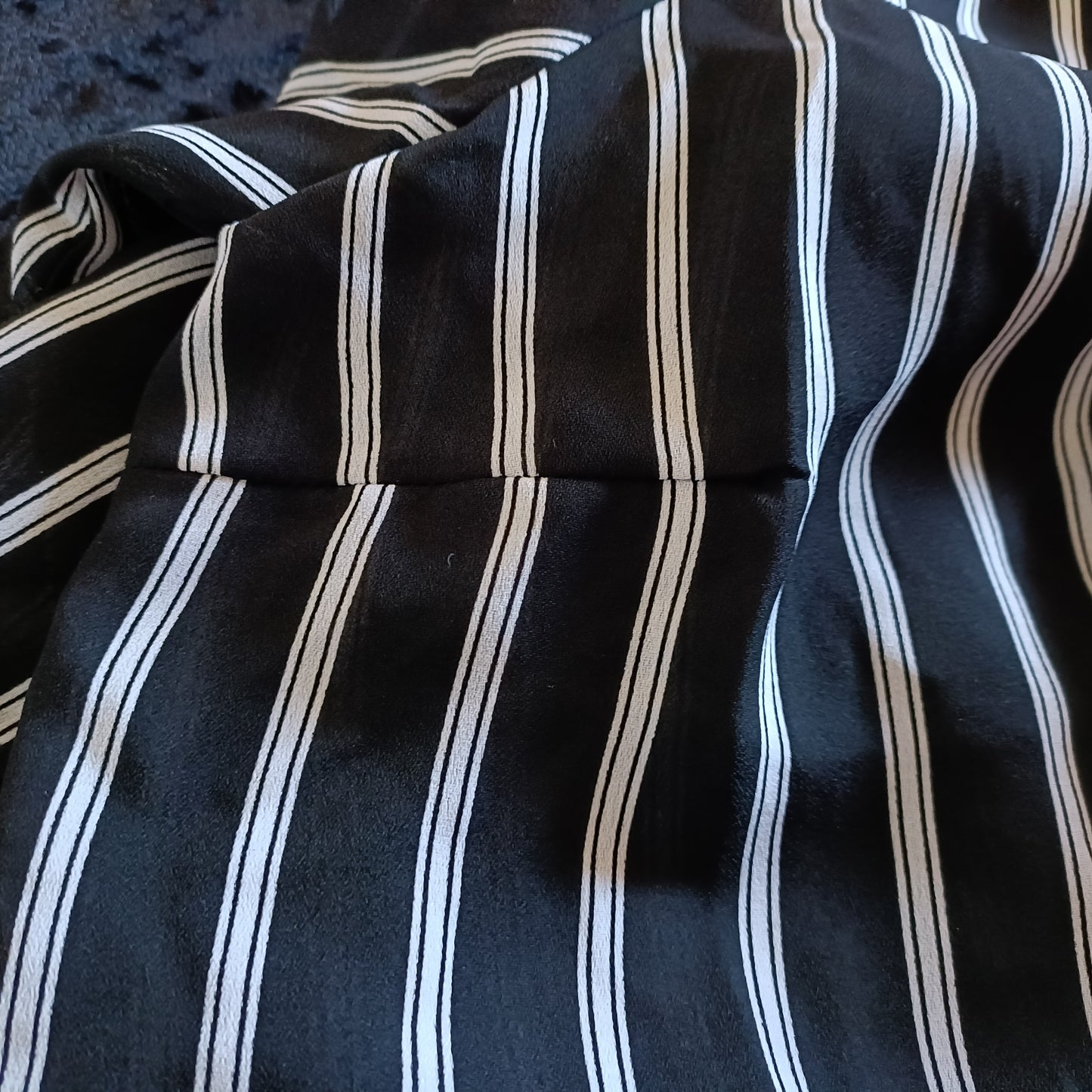 Black and White Striped Cold Shoulder Blouse