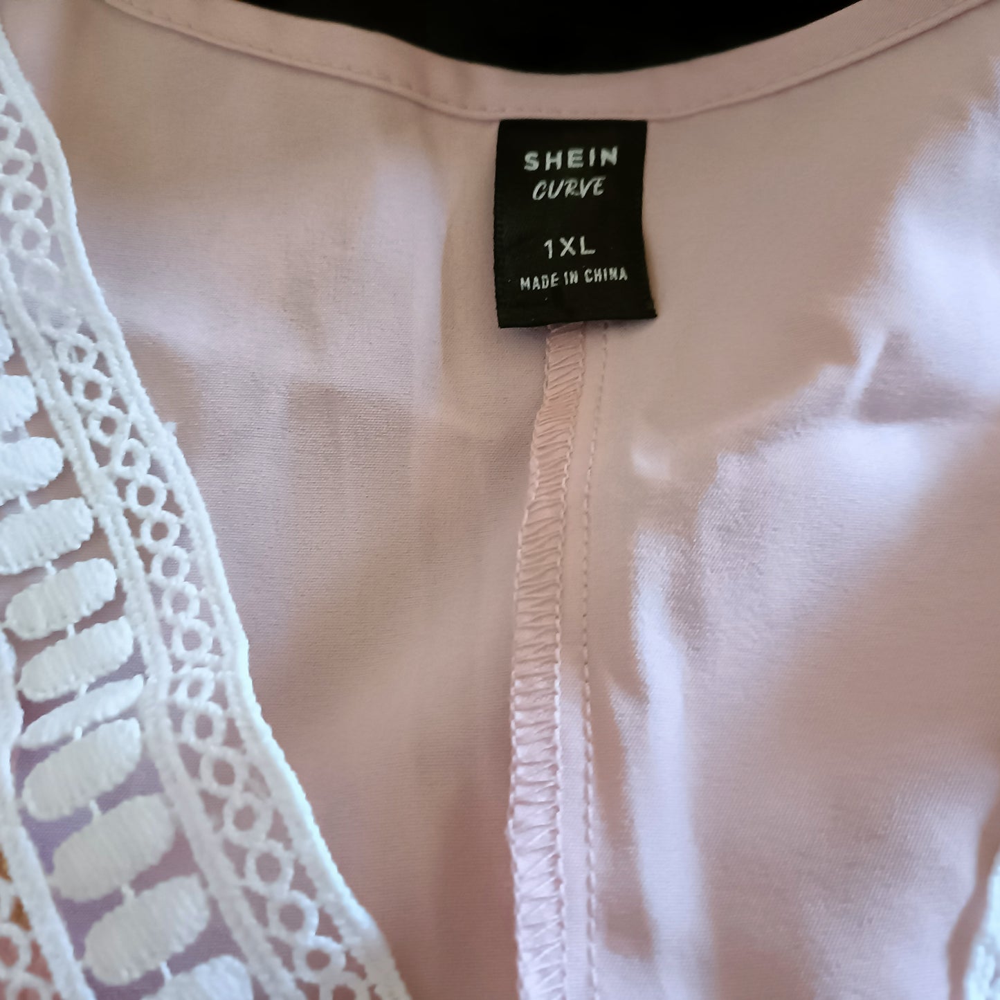 Tea Dress with Gold Dots and Lace Trim Neckline