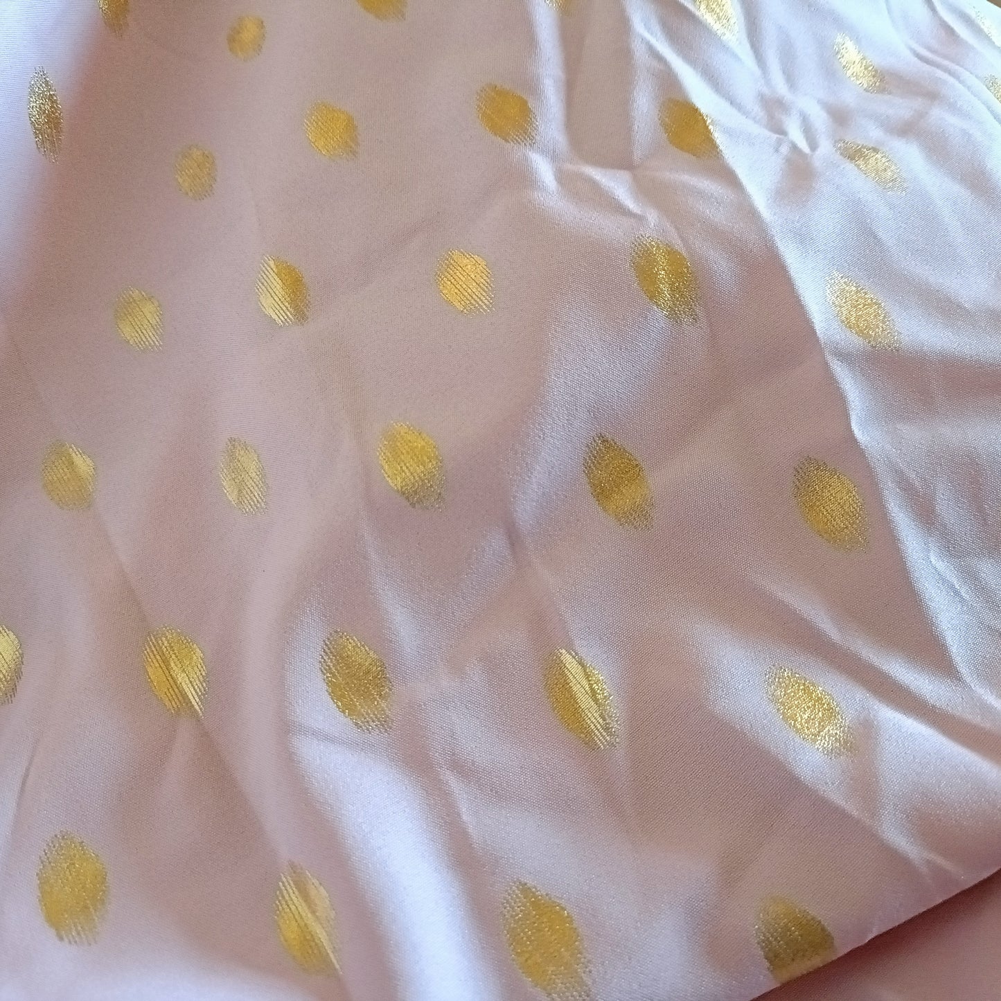 Tea Dress with Gold Dots and Lace Trim Neckline