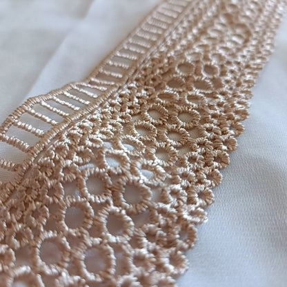 White Sleeveless Top with Gold Lace Trim