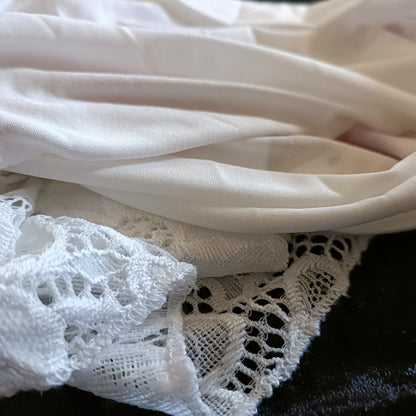 White Lace Raglan Sleeve Top with Red Flower Print