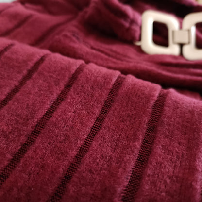 Wine Asymmetrical Top with Strap and Gold Buckle Detail