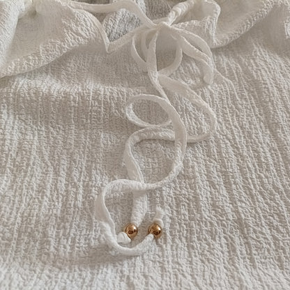 White Gypsy Style Top with Tie Neck
