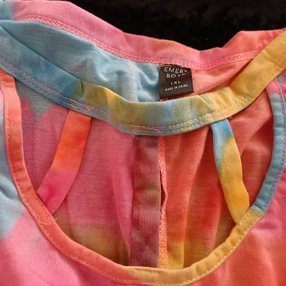 Tie Dye T Shirt with Cut Out Front Detail