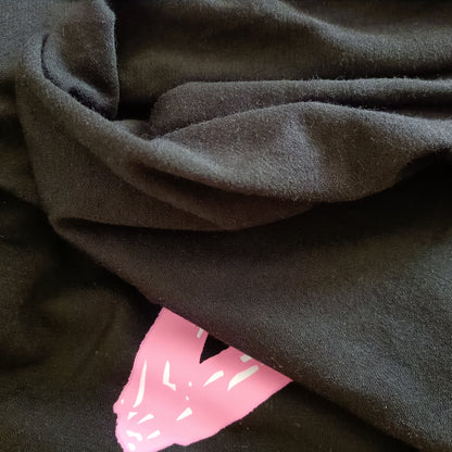 Black Short Sleeve T Shirt with Pink Star Print